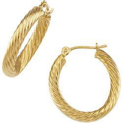 14K Yellow Gold Oval Twisted Tube Hoop Earringsyellow 