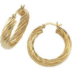 14K Yellow Gold Twisted Tube Hoop Earringsyellow 