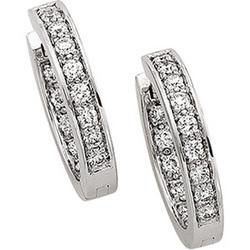 14K White Gold Diamond Hoop Earringswhite 