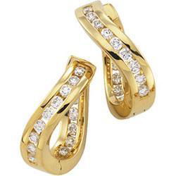 14K Yellow Gold Diamond Hoop Earringsyellow 