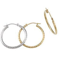 14K Yellow Gold Diamond Cut Hoop Earringsyellow 