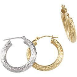 14K Yellow Gold Diamond Cut Hoop Earringsyellow 
