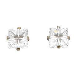 Inverness Palladium Plated Square Faceted Cubic Zirconia Earringsinverness 
