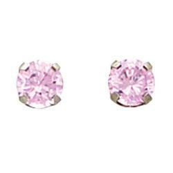 14K White Gold Inverness Pink Cubic Zirconia Earringswhite 