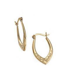 14K Yellow Gold Design Hoop Earringsyellow 
