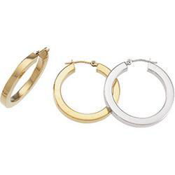 14K Yellow Gold Square Tube Hoop Earringsyellow 