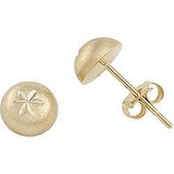 14K Yellow Gold Half Ball Earrings With Star Centeryellow 