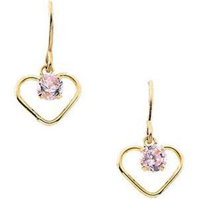 14K Yellow Gold Children's Heart Cubic Zirconia Earrings With Shepherd Hooksyellow 