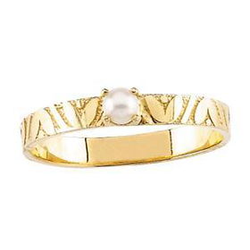 14K Yellow Gold Children's Peark Ring - Size 3yellow 