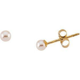 14K Yellow Gold Children's Pearl Earringsyellow 