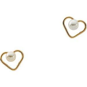 14K Yellow Gold Children's Pearl Heart Earringsyellow 
