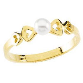 14K Yellow Gold Children's Pearl Ring - Size 3yellow 