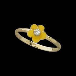 14K Yellow Gold Children's Periwinkle Flower Enamel Ring - Size 3yellow 