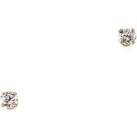 14K Yellow Gold Children's Pink Cubic Zirconia Earringsyellow 