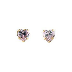 14K Yellow Gold Children's Pink Cubic Zirconia Earringsyellow 