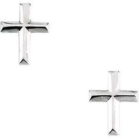 14K Yellow Gold Children's Polished Cross Earringsyellow 