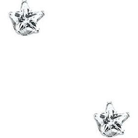 14K Yellow Gold Children's Star Cubic Zirconia Earringsyellow 