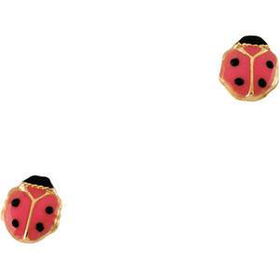14K Yellow Gold Children's Turquoise Enamel Ladybug Post Earringsyellow 