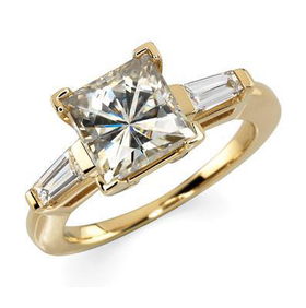 14K Yellow Gold Created Moissanite & Diamond Engagement Ringyellow 