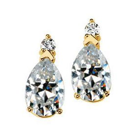 14K Yellow Gold Created Moissanite Earringsyellow 