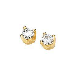 14K Yellow Gold Created Moissanite Stud Round Earringsyellow 