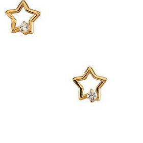 14K Yellow Gold Cubic Zirconia Teen Star Earringsyellow 