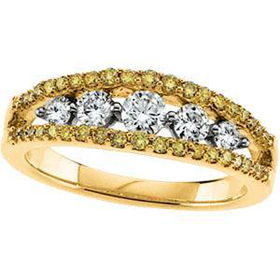 14K Yellow Gold Diamond Bridal Anniversary Band Ringyellow 