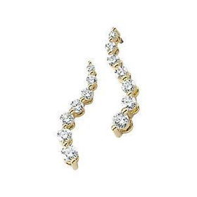 14K Yellow Gold Diamond Journey Earringsyellow 
