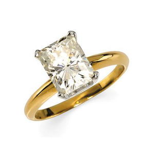 14K Yellow Gold Emerald Cut Created Moissanite Solitaire Ringyellow 