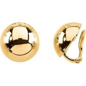 14K Yellow Gold Half Ball Non-Pierced Earringsyellow 