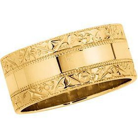 14K Yellow Gold Hand Engraved Band Ringyellow 