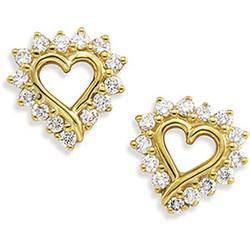 14K Yellow Gold Diamond Heart Earringsyellow 