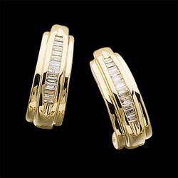 14K Yellow Gold Baguette Earringsyellow 