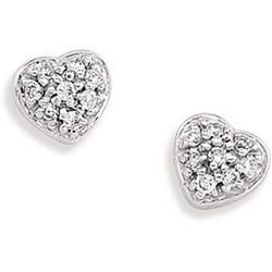 14K White Gold Diamond Heart Earringswhite 