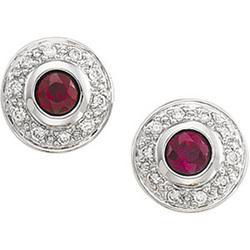 14K White Gold Ruby & Diamond Earringswhite 