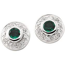 14K White Gold Emerald & Diamond Earringswhite 