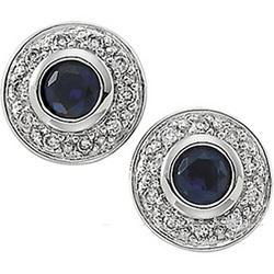 14K White Gold Sapphire & Diamond Earringswhite 