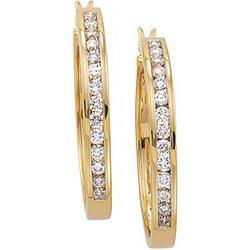 14K Yellow Gold Diamond Hoop Earringsyellow 