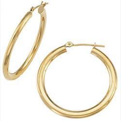 14K Yellow Gold Knife Edge Tube Hoop Earringsyellow 