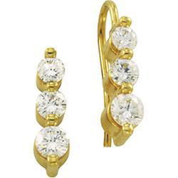14K White Gold Three 3 Stone Earringswhite 