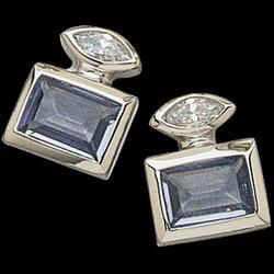 Sterling Silver Synthetic Aquamarine & Cubic Zirconia Earringssterling 