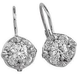 14K White Gold Diamond Leverback Earringswhite 
