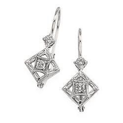 14K White Gold Diamond Leverback Earringswhite 