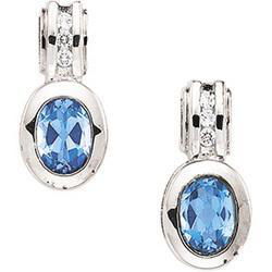 Sterling Silver Swiss Blue Topaz & Cubic Zirconia Earringssterling 