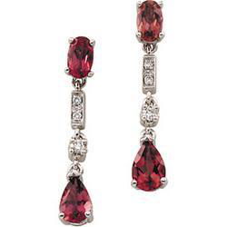 14K White Gold Pink Tourmaline & Diamond Earringswhite 