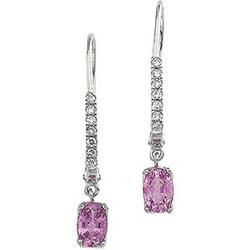 14K White Gold Pink Sapphire & Diamond Earringswhite 