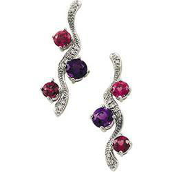 14K White Gold Amethyst, Rhodolite Garnet, Pink Tourmaline & Diamond Earringswhite 