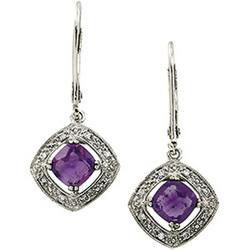 14K White Gold Amethyst & Diamond Earringswhite 