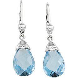 14K White Gold Swiss Blue Topaz Earringswhite 