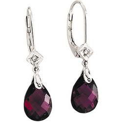 14K White Gold Brazilian Garnet & Diamond Earringswhite 